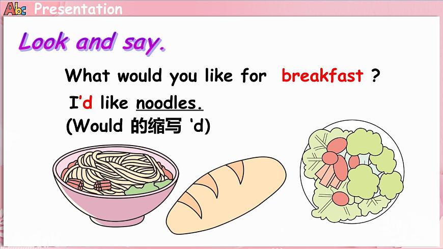 Unit 2  Good food，good health Lesson 1 What would  you like for breakfast（課件）-2024-2025學(xué)年冀教版（三起）（2024）英語三年級下冊第8頁