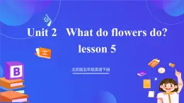 【核心素養(yǎng)】北京版英語(yǔ)五下 Unit 2《What do flowers do？》Lesson 5 課件+教案+練習(xí)+素材