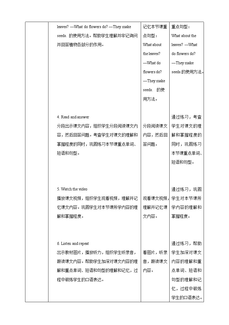 【核心素养】北京版英语五下 Unit 2《What do flowers do?》Lesson 6 教案第3页