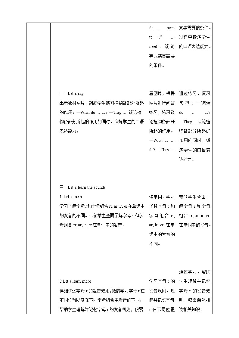 【核心素养】北京版英语五下 Unit 2《What do flowers do?》Lesson 8 教案第3页