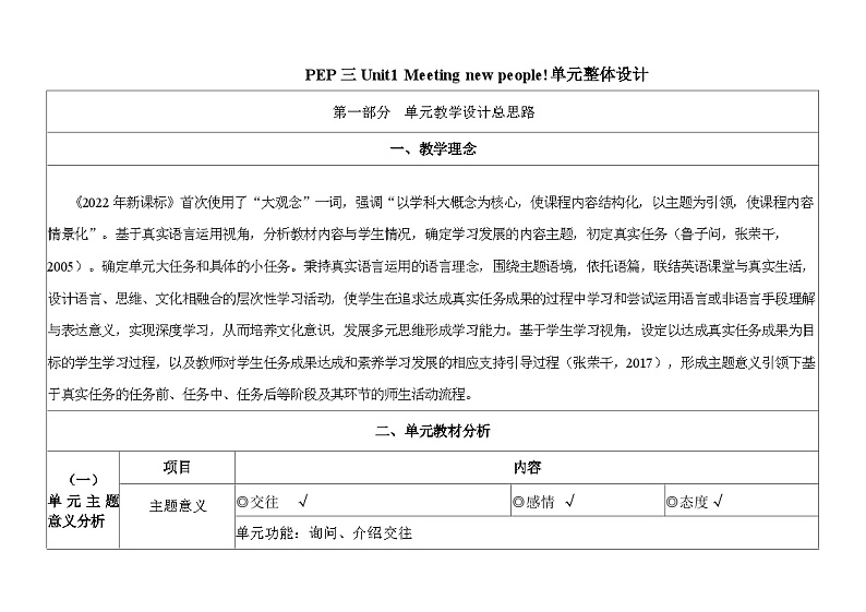 2024~2025学年Unit 1 Meeting new people Part C 教案-三年级下册英语人教PEP版(2024)第1页