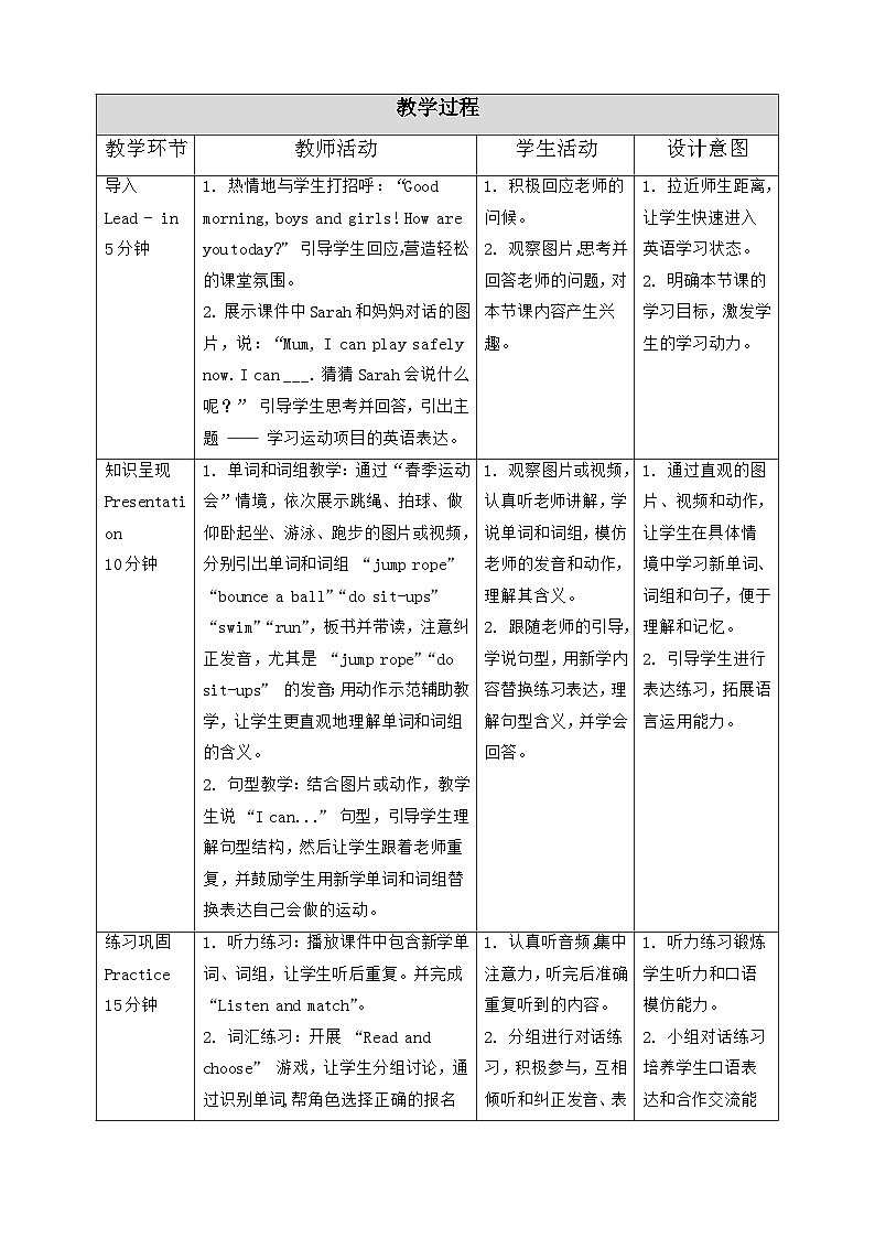 人教PEP2024英语 二下 Unit 3 Lesson 1 教学设计第2页