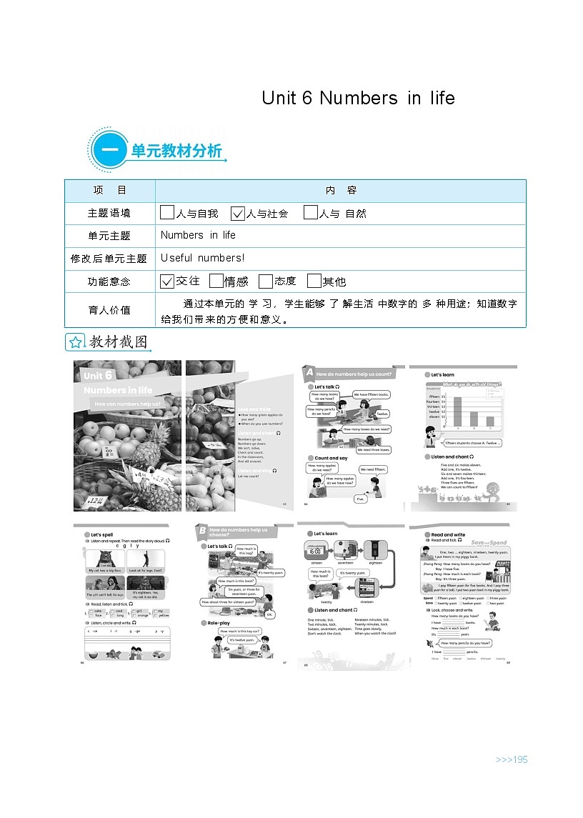 人教版(PEP2024)英语 三下Unit 6 单元整体教学设计第1页