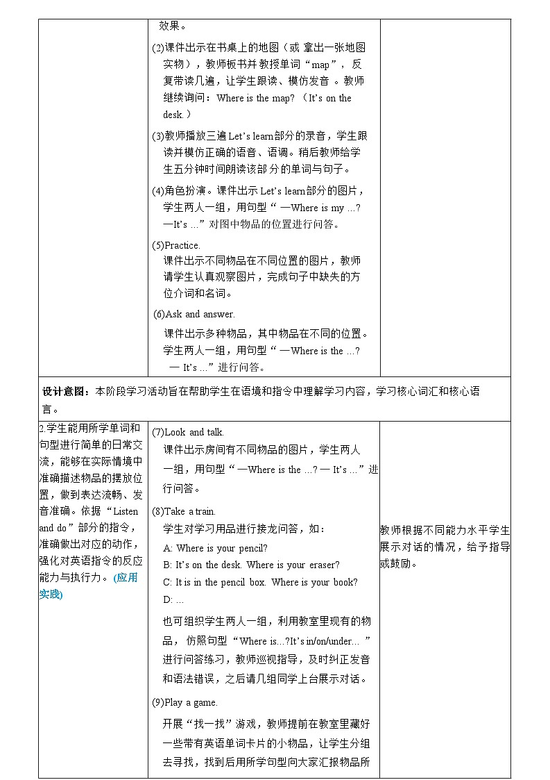 U5 第5课时 B Let’s learn & Listen and do & Project 教案第2页