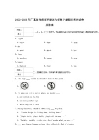 2022-2023年广东省深圳市罗湖区六年级下册期末英语试卷及答案