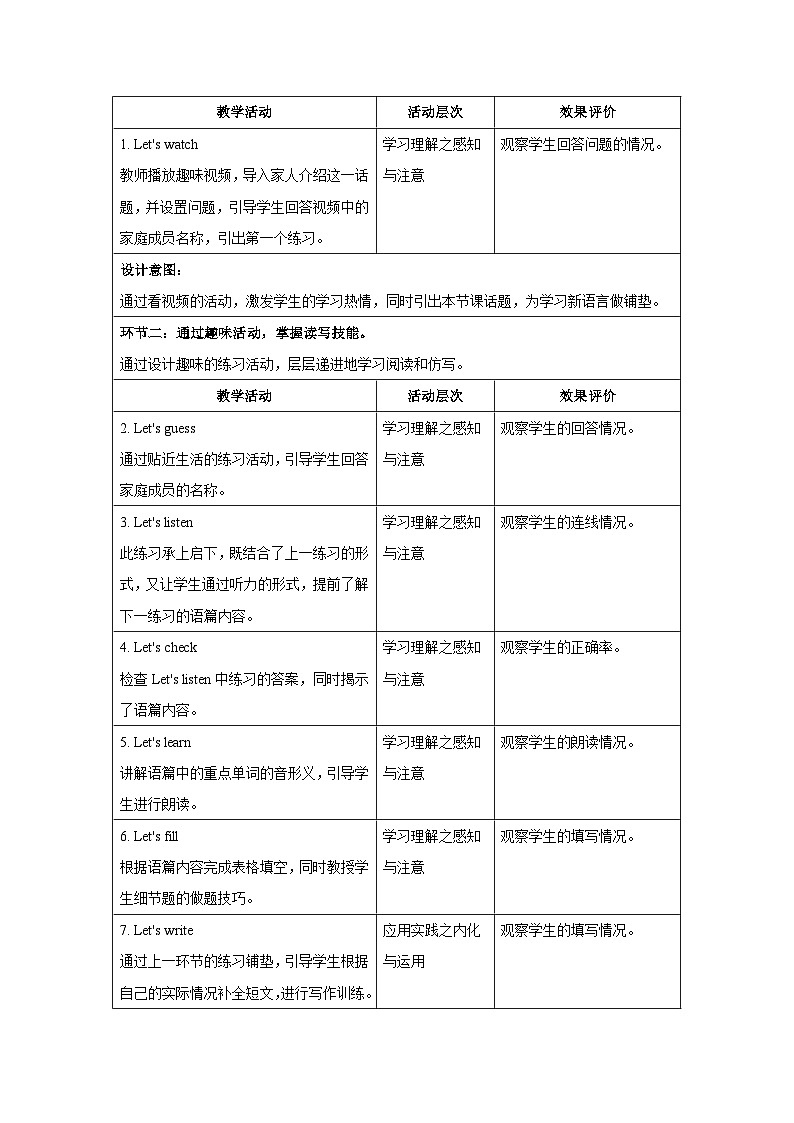 Unit 3My Family Lesson 3 教案 英语人教精通版(2024)三年级下册第2页