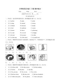 江苏省南京市江宁区2023-2024学年五年级下册期中练习英语试卷