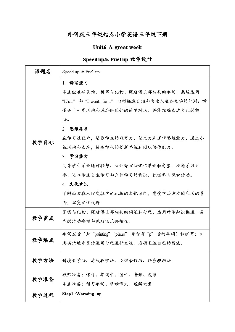 Unit6 第2課時(shí)Speed up & Fuel up(教學(xué)設(shè)計(jì))第1頁(yè)