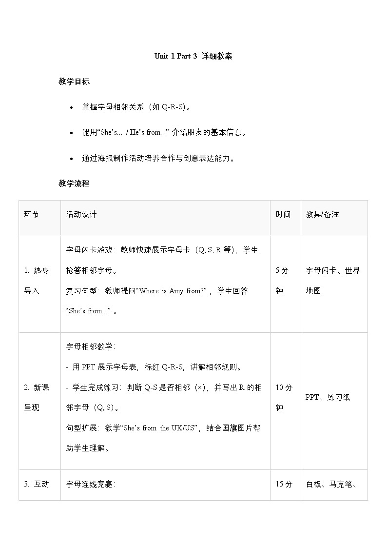 unit1 Let's be friends-part3教案第1页