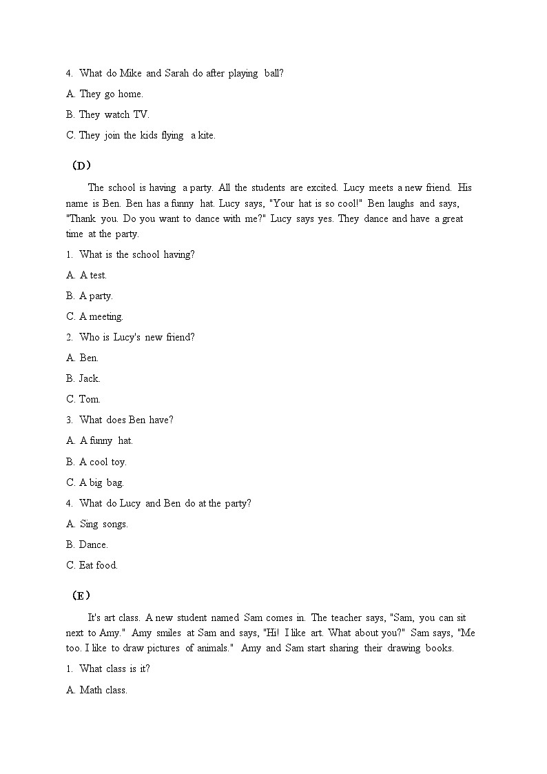 Unit 1 Meeting new people 阅读综合能力训练 (含答案)第3页