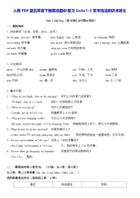 人教PEP版五年级下册英语期中复习Units1-3常考语法知识点讲义