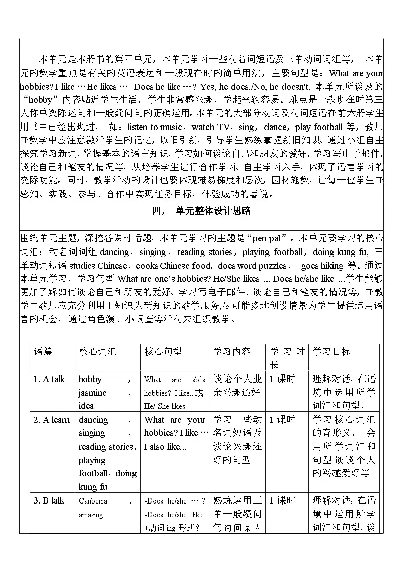 【单元整体教学设计】Unit 4 I have a pen pal PB Read and write教案第2页