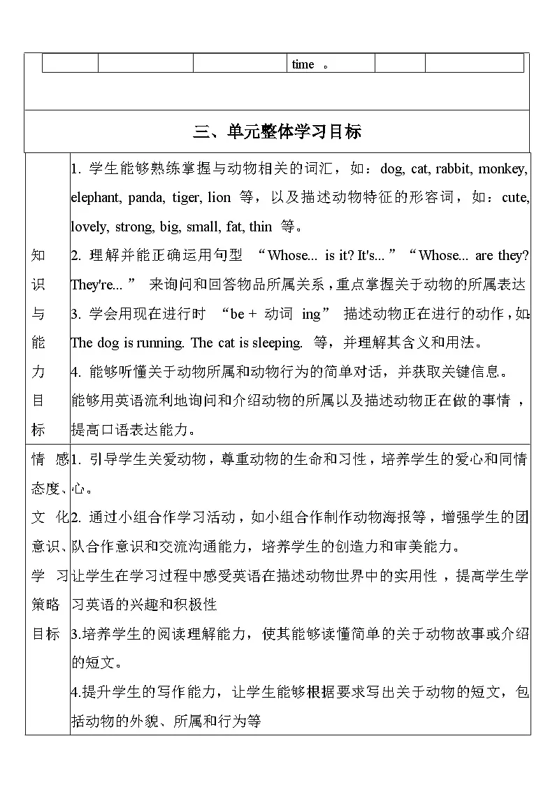 【单元整体教学设计】Unit 5 Whose dog is it PA Let's learn 教案第3页