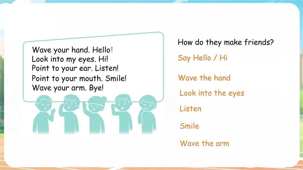 人教版PEP(2024)英语三年级上册 Unit 1 Making friends Part B(1)Let’s talk ~ Look and match(课件)第3页
