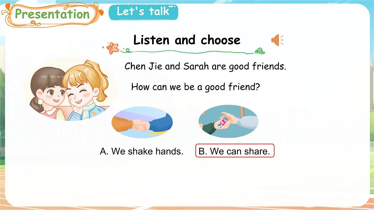 人教版PEP(2024)英语三年级上册 Unit 1 Making friends Part B(1)Let’s talk ~ Look and match(课件)第4页