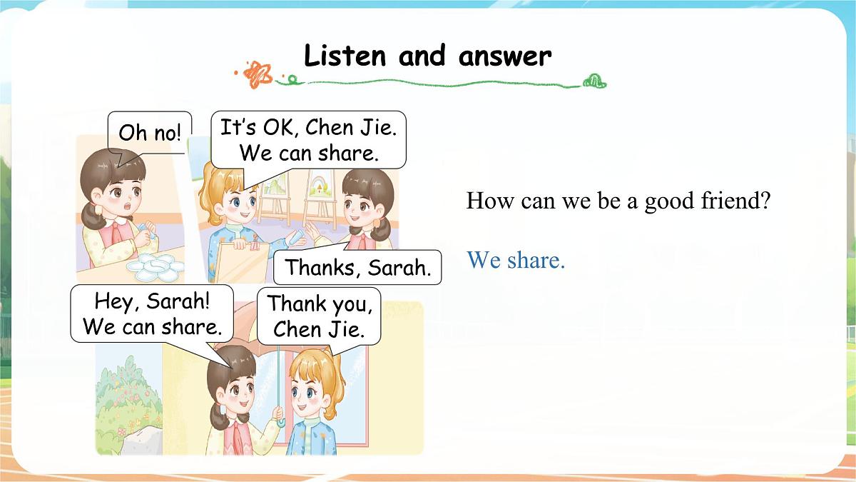 人教版PEP(2024)英语三年级上册 Unit 1 Making friends Part B(2)Let's learn~Listen and chant(课件)第3页