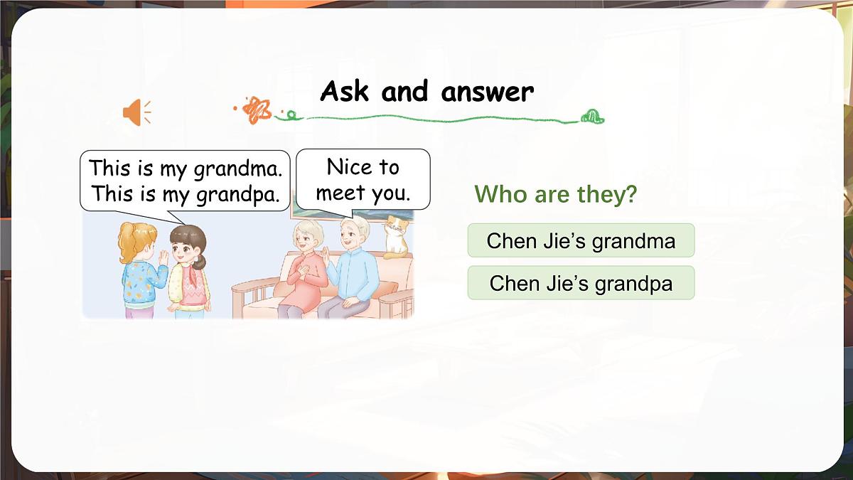 人教版PEP(2024)英语三年级上册 Unit 2 Different families Part A(1)Let's talk~Listen, sing and play(课件)第8页