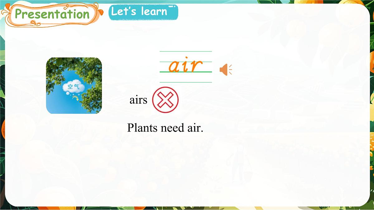 人教版PEP(2024)英语三年级上册 Unit 4 Plants around us Part B (2) Let's learn~Listen and chant(课件)第4页
