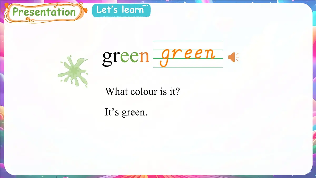人教版PEP(2024)英语三年级上册 Unit 5 The colourful world Part A (2) Let's learn~Listen and chant(课件)第4页