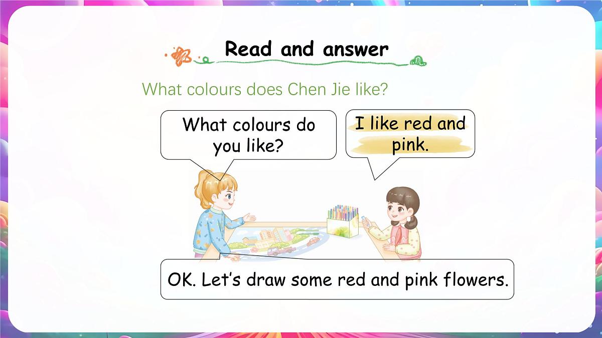 人教版PEP(2024)英语三年级上册 Unit 5 The colourful world Part B(1)Let’s talk ~ Draw and say(课件)第8页