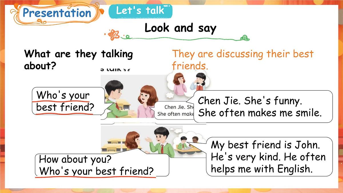 人教PEP版(2024)英语四年级上册 Unit 2 My friends Part B (4) Let's talk ~Talk about your best friend(课件)第6页