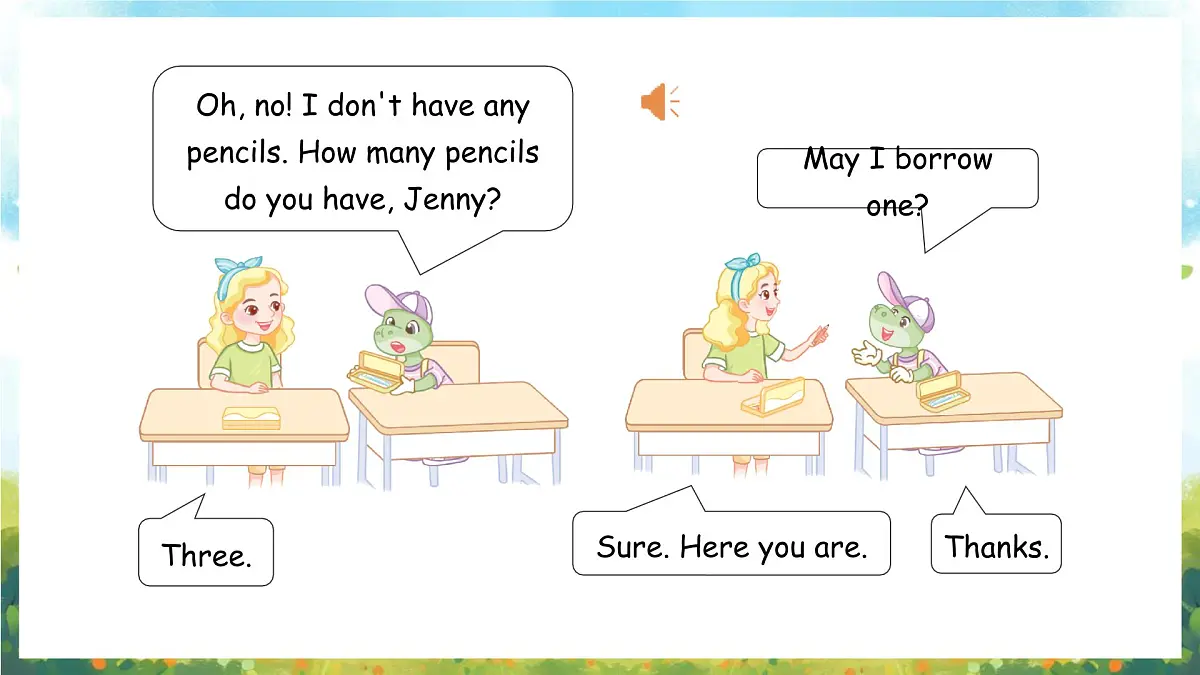 冀教版(三起)(2024)英语三年级上册 Unit 4 My friends Lesson 2 Friends share(课件)第6页