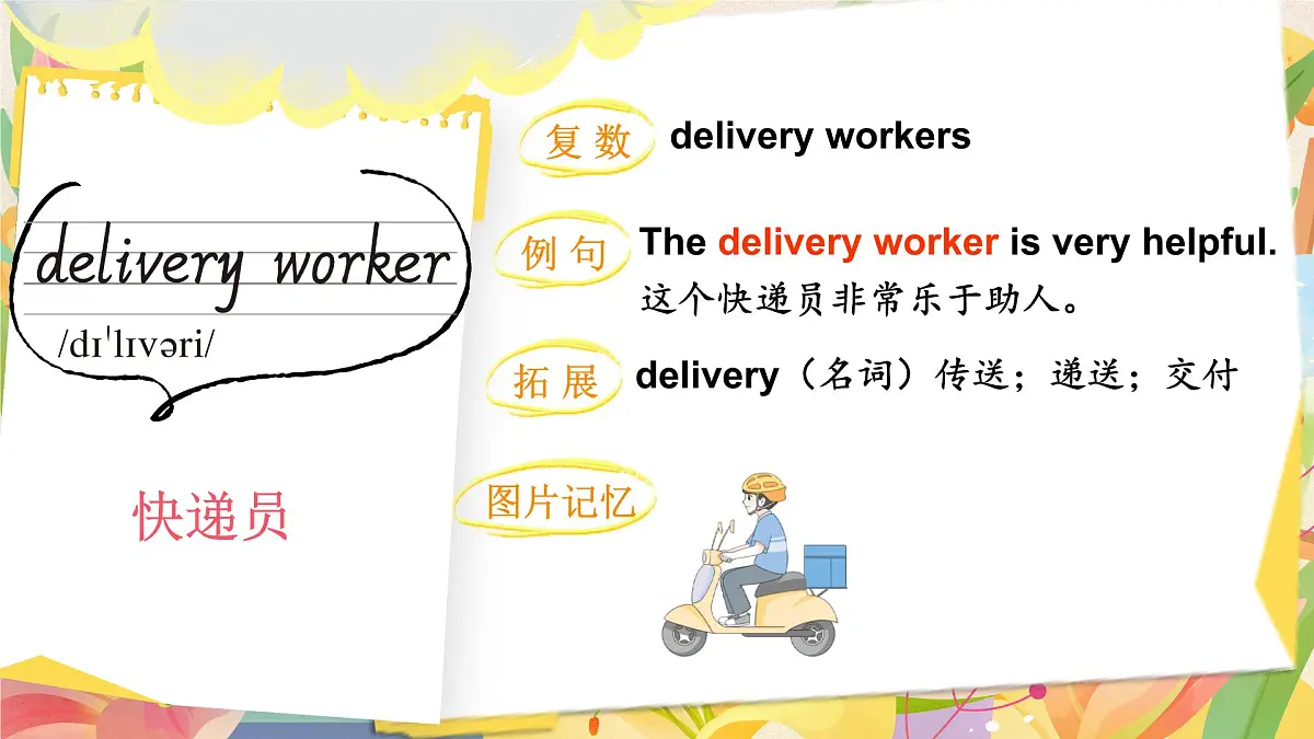 人教版PEP(2024)英语四年级上册 Unit 4 Helping in the community 单词讲解(课件)第7页