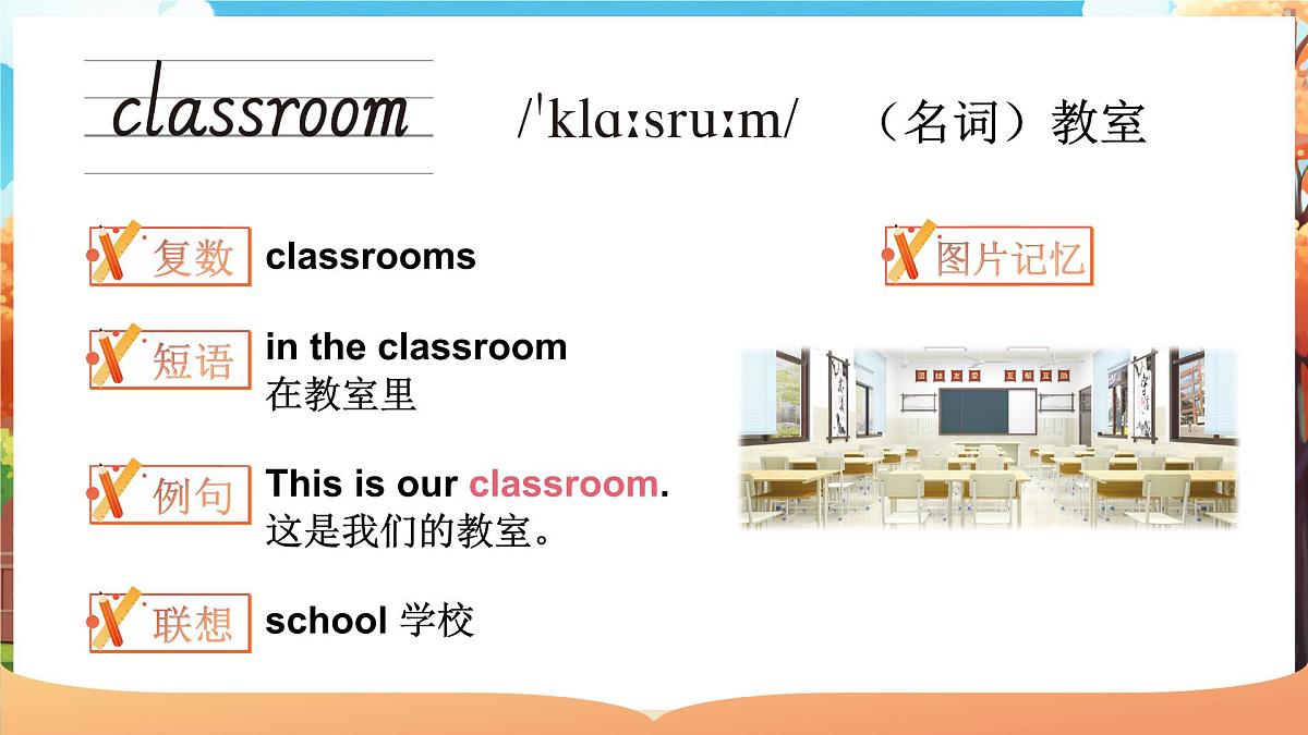 Unit 1 This is our school单词讲解(课件)2025-2026学年湘少版四年级英语上册第2页