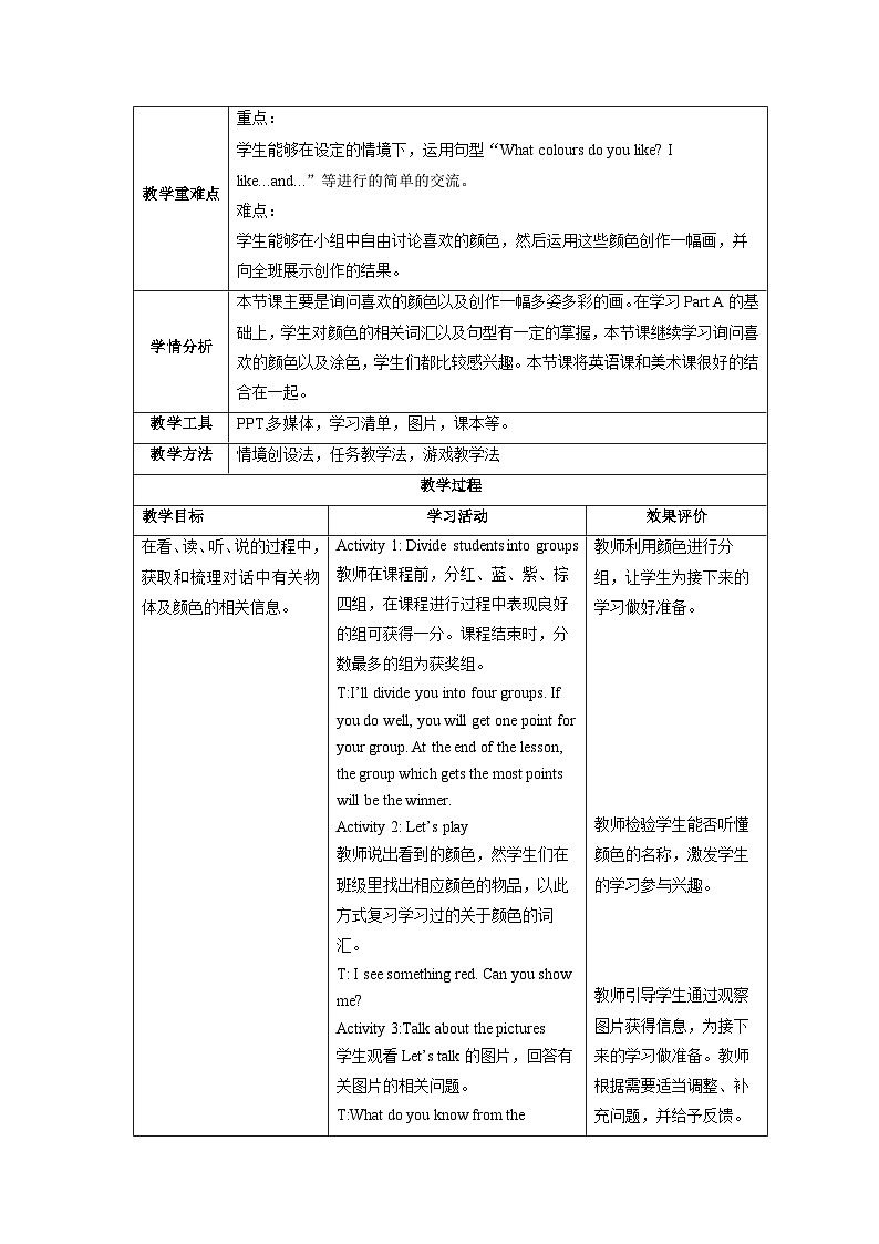 Unit5 第4课时 Part B Let's talk&Draw and say(教学设计)第2页