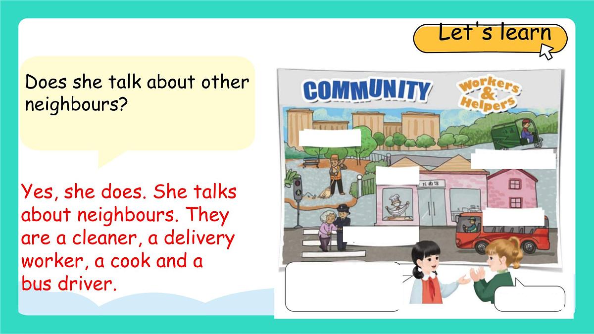 人教版PEP英语四年级上册Unit 4 Helping in the community Part A Let's learn match, act and guess课件第4页