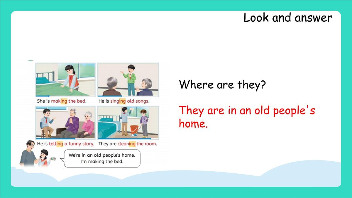 Unit 4 Helping in the community Part B Let's learn & Make fun sentences课件人教PEP英语四年级上册第4页