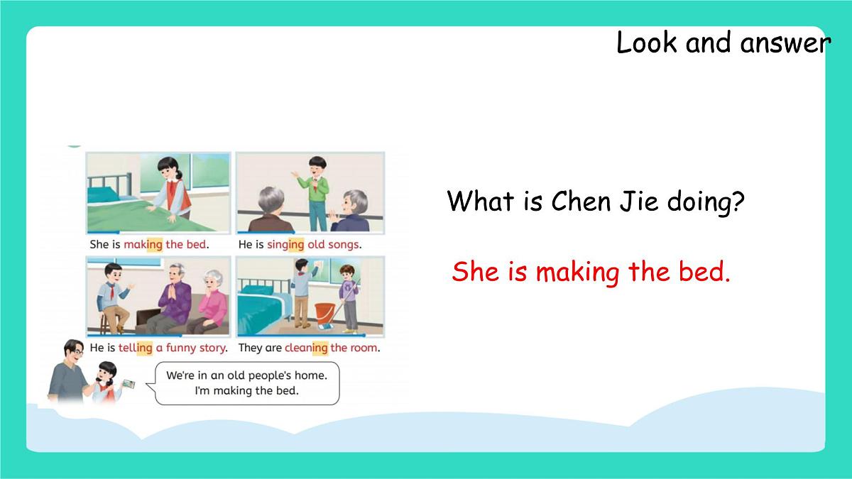 Unit 4 Helping in the community Part B Let's learn & Make fun sentences课件人教PEP英语四年级上册第5页
