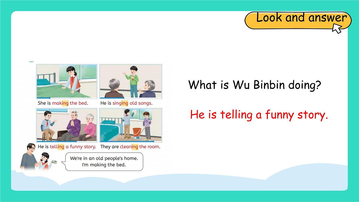 Unit 4 Helping in the community Part B Let's learn & Make fun sentences课件人教PEP英语四年级上册第7页