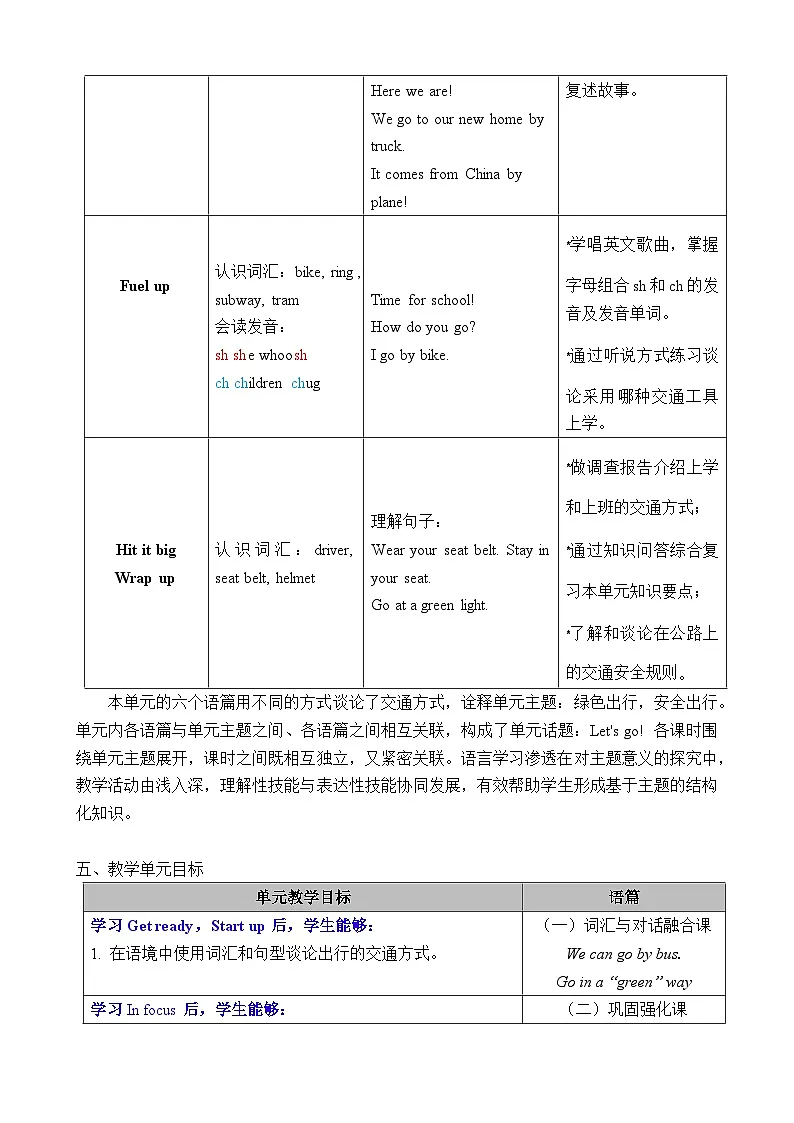 Unit 5 Let’s go!(表格式教案)2025-2026学年外研版四年级英语上册第3页