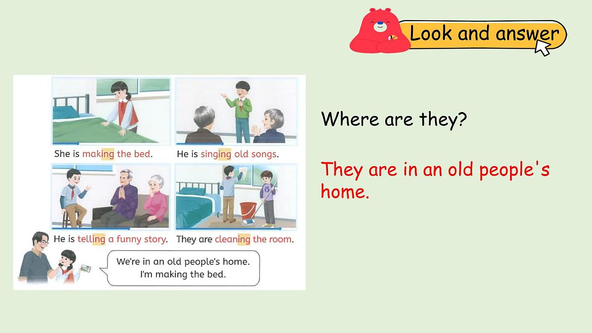 Unit 4 Helping in the community B Let's learn & Make fun sentences(课件)2025-2026学年人教版四年级英语上册第4页