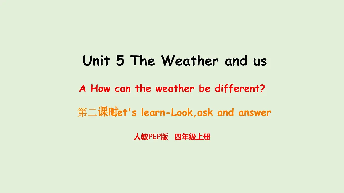 Unit 5 The Weather and us A Let's learn & Look, ask and answer(课件)2025-2026学年人教版四年级英语上册第1页