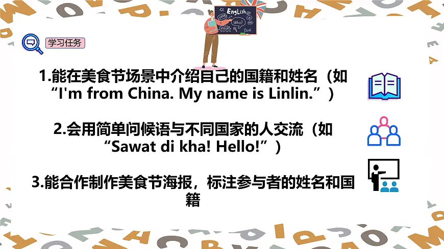 【人教版】三年级下册(2025春版)英语第三节课《Project Make a poster for the food festival》PPT课件第3页