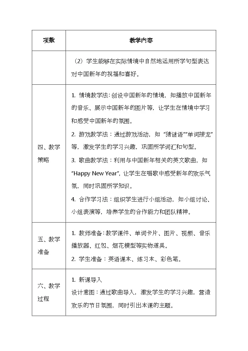 北京版(2024)一年级上册英语Lesson 16 《Happy Chinese New Year!》教案第3页