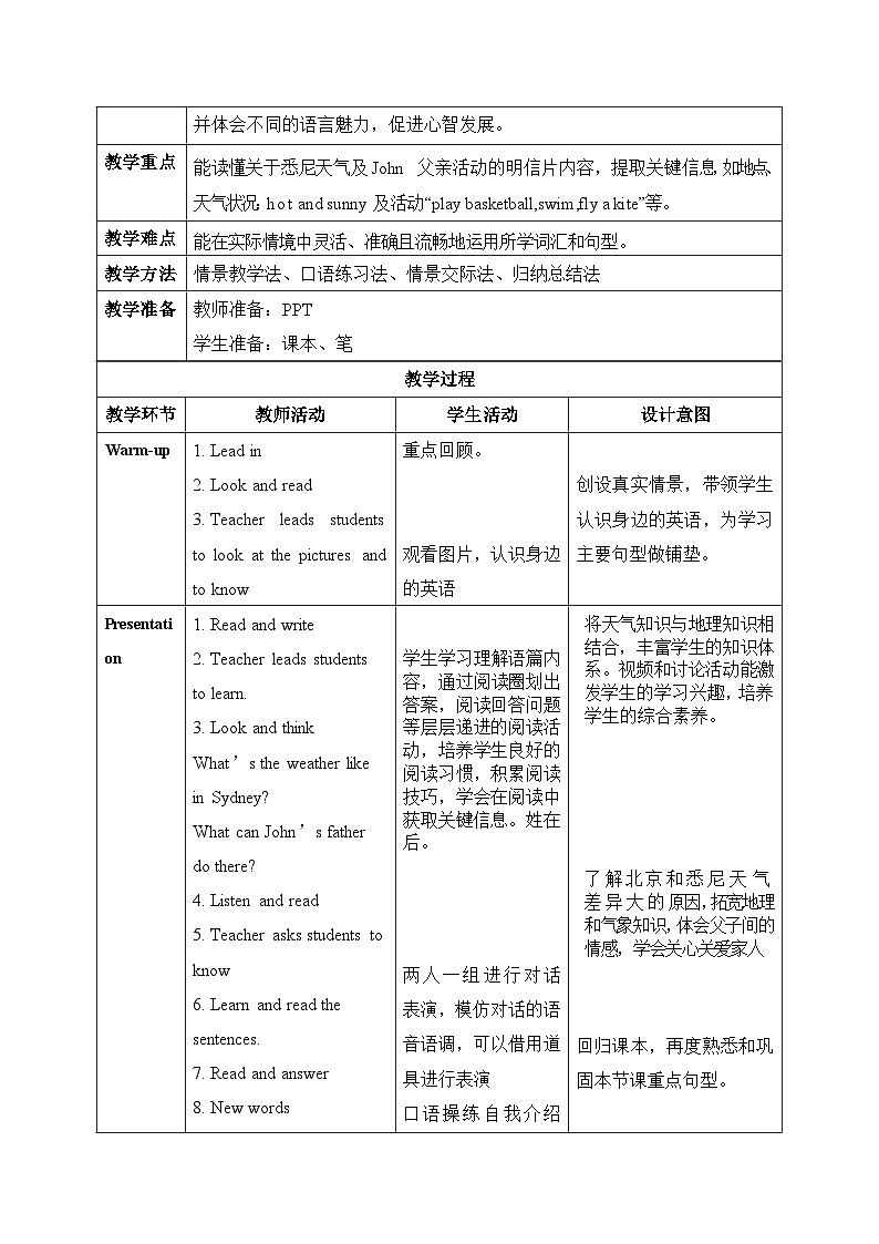 【任务型备课】人教版英语四上-Unit5 B Read and write(教案)第2页