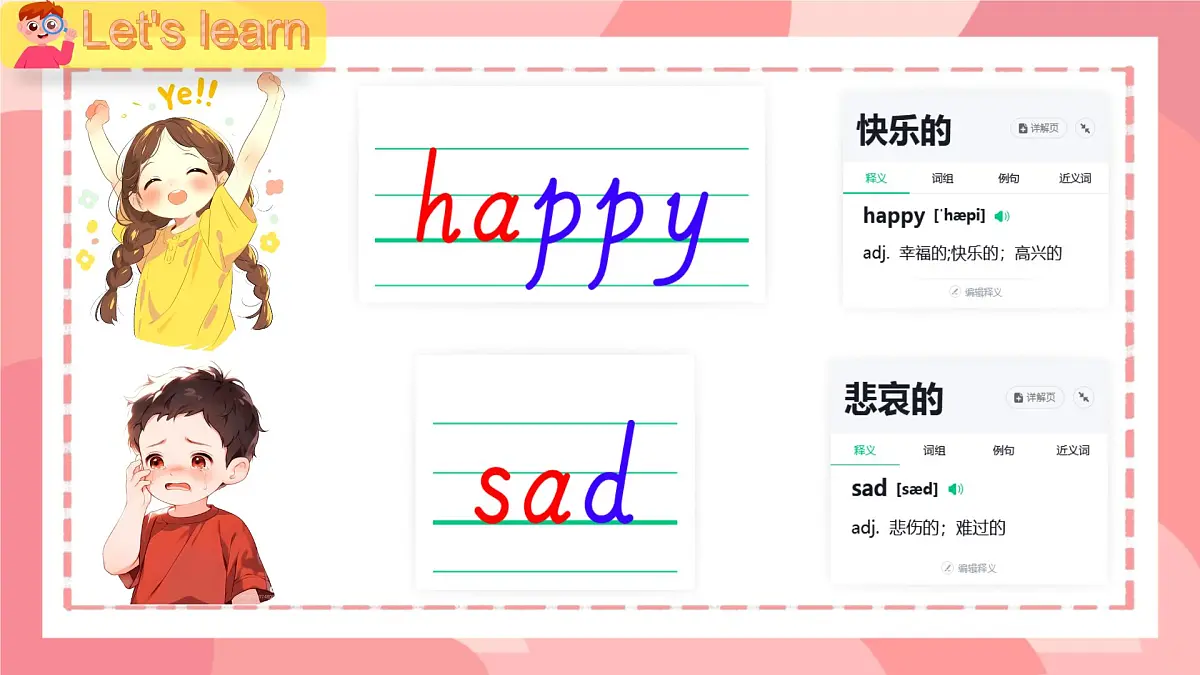 小学 英语 人教PEP版(一起)(2024) 二年级上册Unit 4 l'm happy! 课件第3页