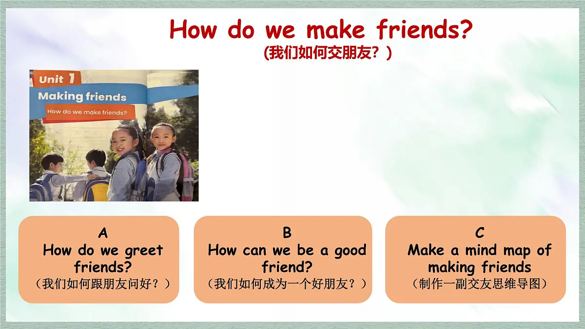 人教版PEP三年级英语上册课件《Unit 1 Making friends Part A Let’s talk》第7页
