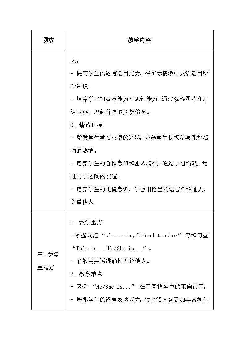 清华大学版(2024)三年级上册英语《Lesson5 Introducing Each Other》教案第2页