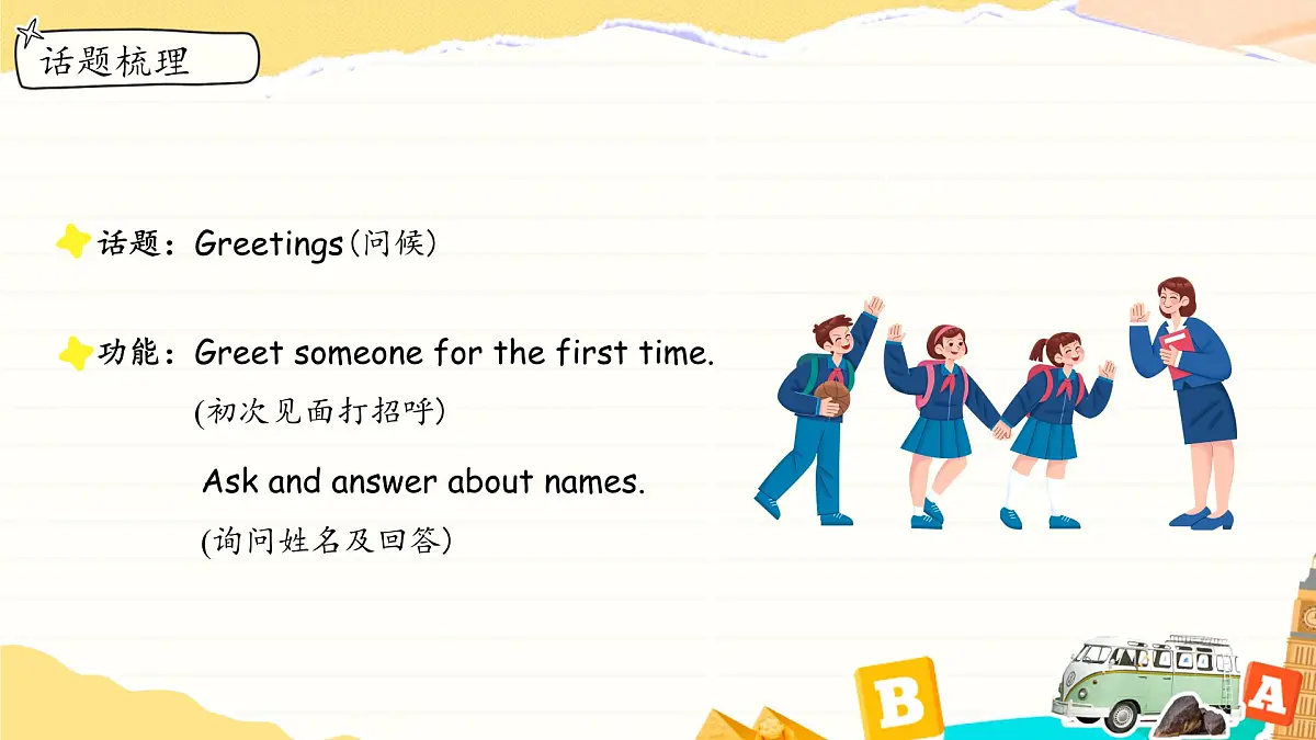 新交际英语(2024)小学英语一年级上册Unit 1 Hello 单元复习 课件第3页