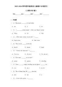 2023-2024学年四年级英语上册期中专项复习——单项选择练习（含答案）
