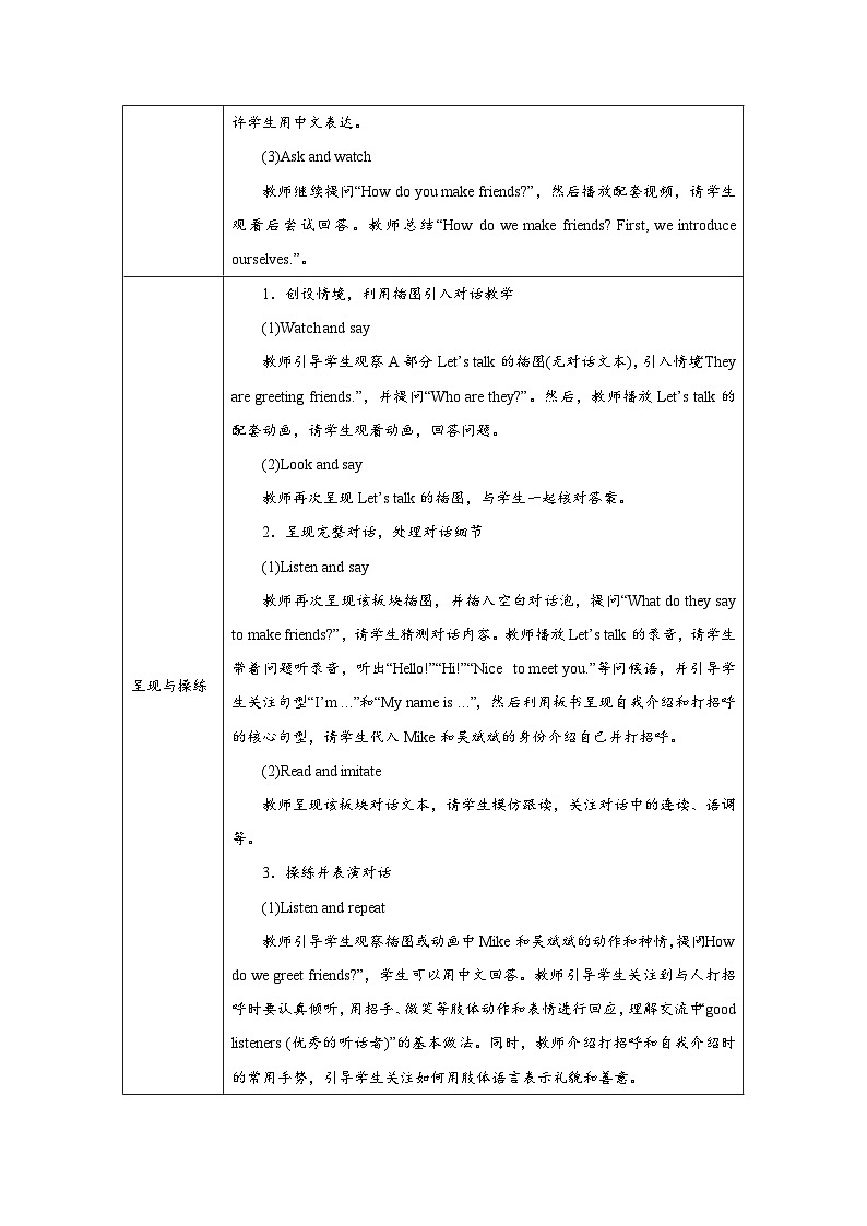 Unit 1 Part A(1)Let’s talk ~ Role-play 教案第2页