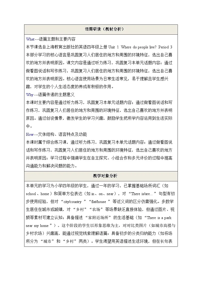 Unit 1 Where do people live Period 3 Communicate 教学设计第2页