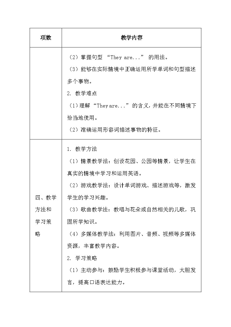 闽教版(2024)三年级上册英语Unit 3 Lesson 4 They are colorful flowers.教案第3页