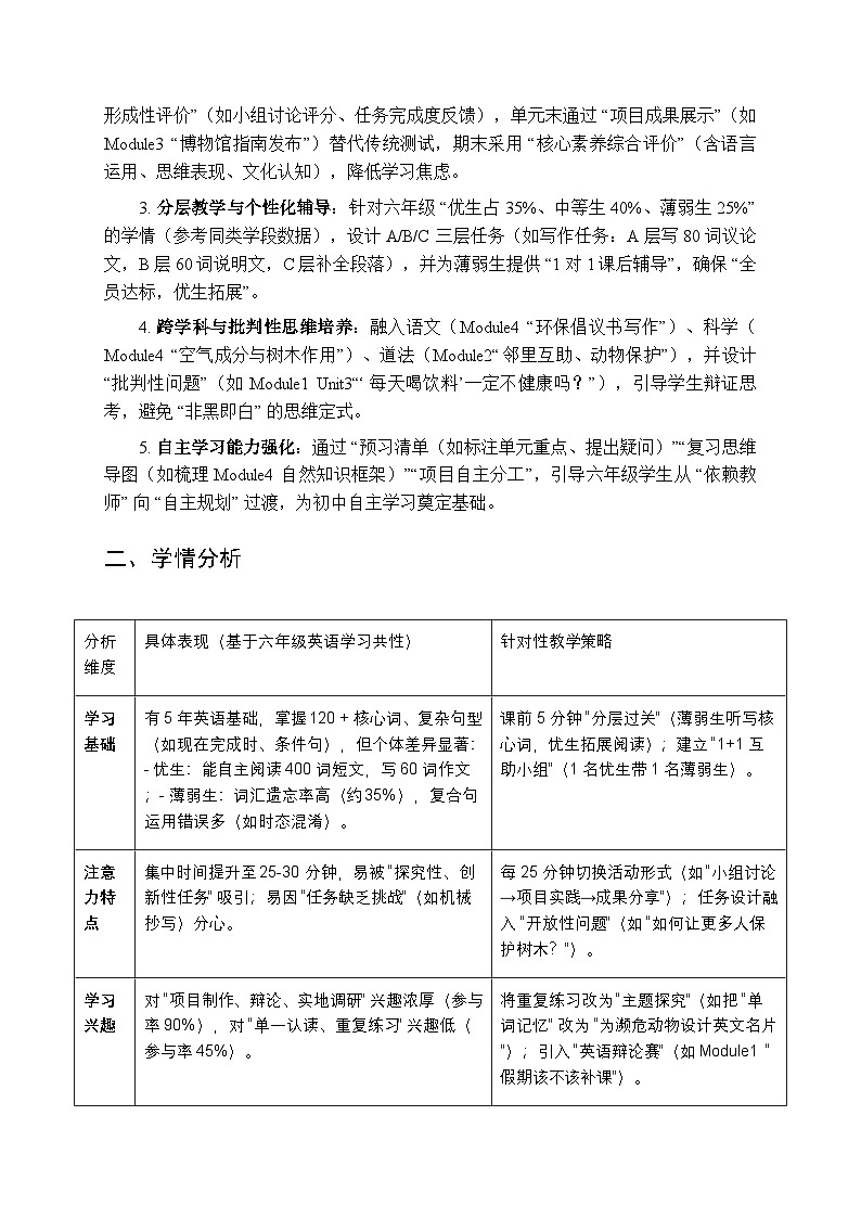 2025-2026学年沪教牛津版(深圳用)小学英语六年级上册教学计划及进度表第2页