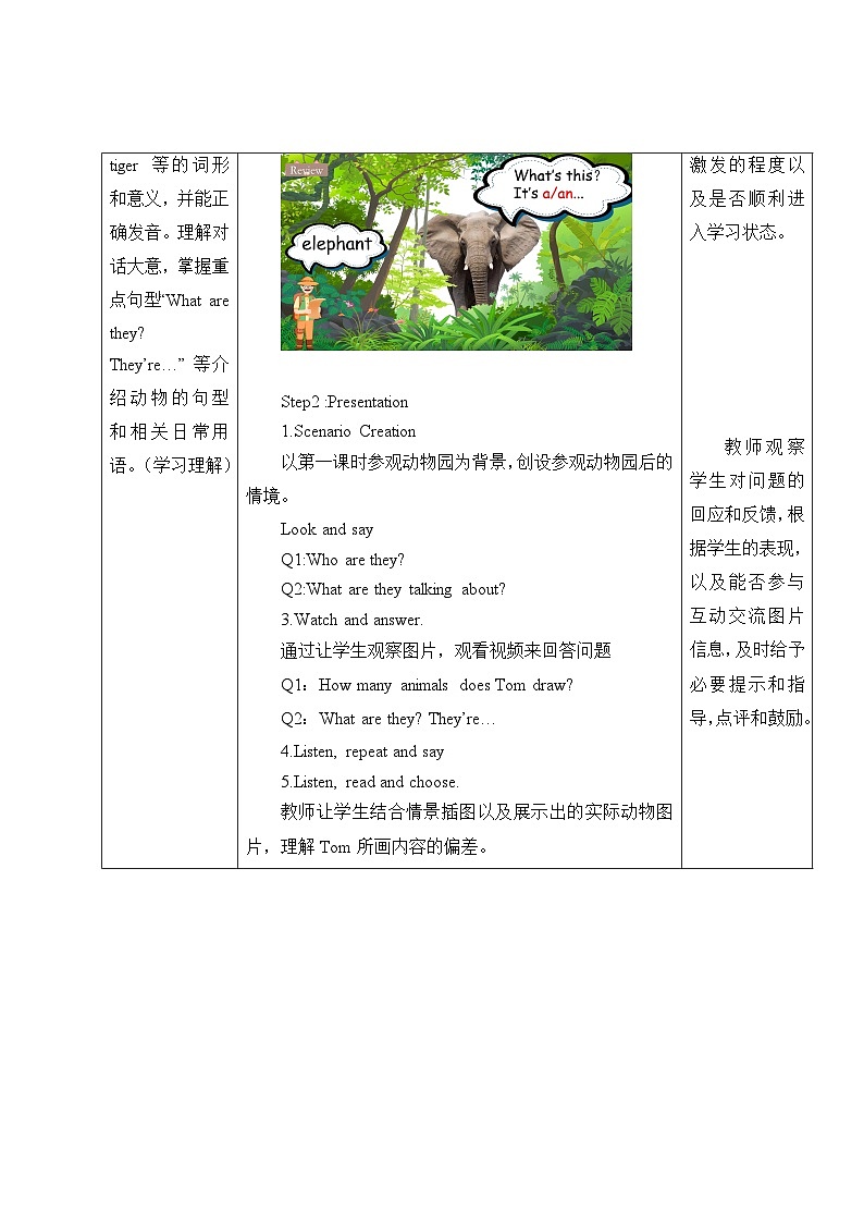 外研版2024三年级下册 U1 Animal friends 第二课时 Start up 教案第3页