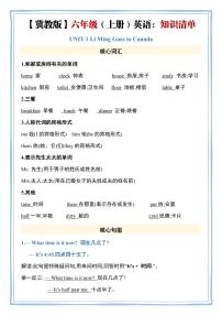 冀教版六年级上册英语期末知识清单